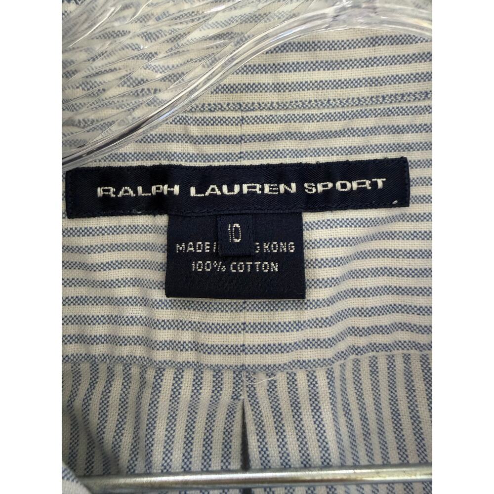 Vintage Ralph Lauren Sport 100% Cotton Striped Button Down Top Size 10 - Picture 4 of 6